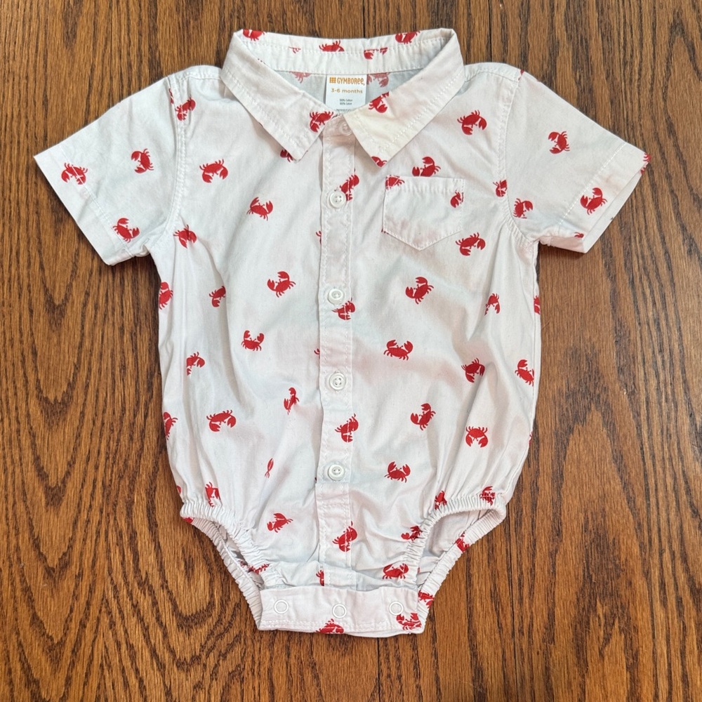 Gymboree White Shirt with Red Crab Pattern